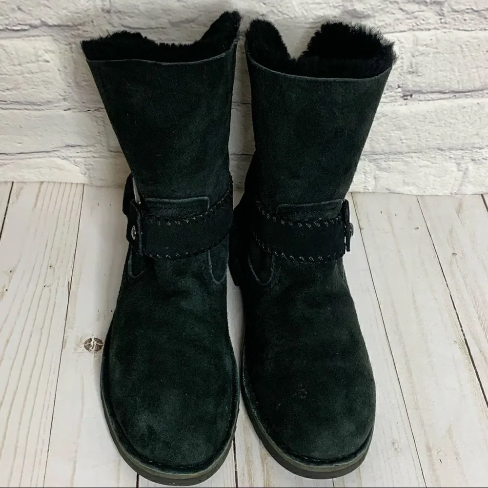 Ugg Cedric Black fur lined leather boots